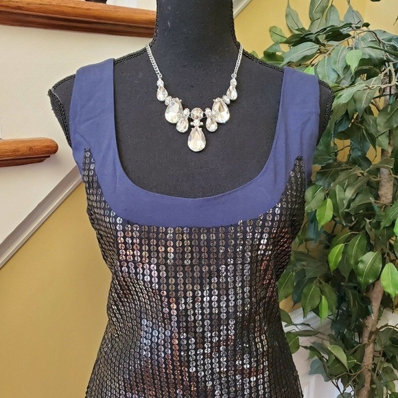 French Connection UK Style Blue Sequin Dress Sz 12 - Picture 2 of 15